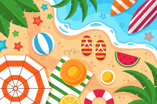 海滩度假旅游插画