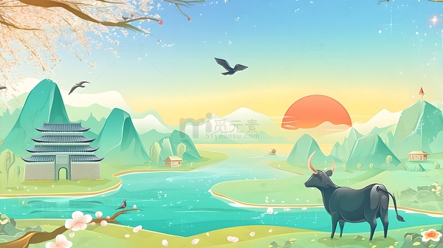 清明节扁平风格插画背景