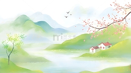 春日桃花清明背景素材