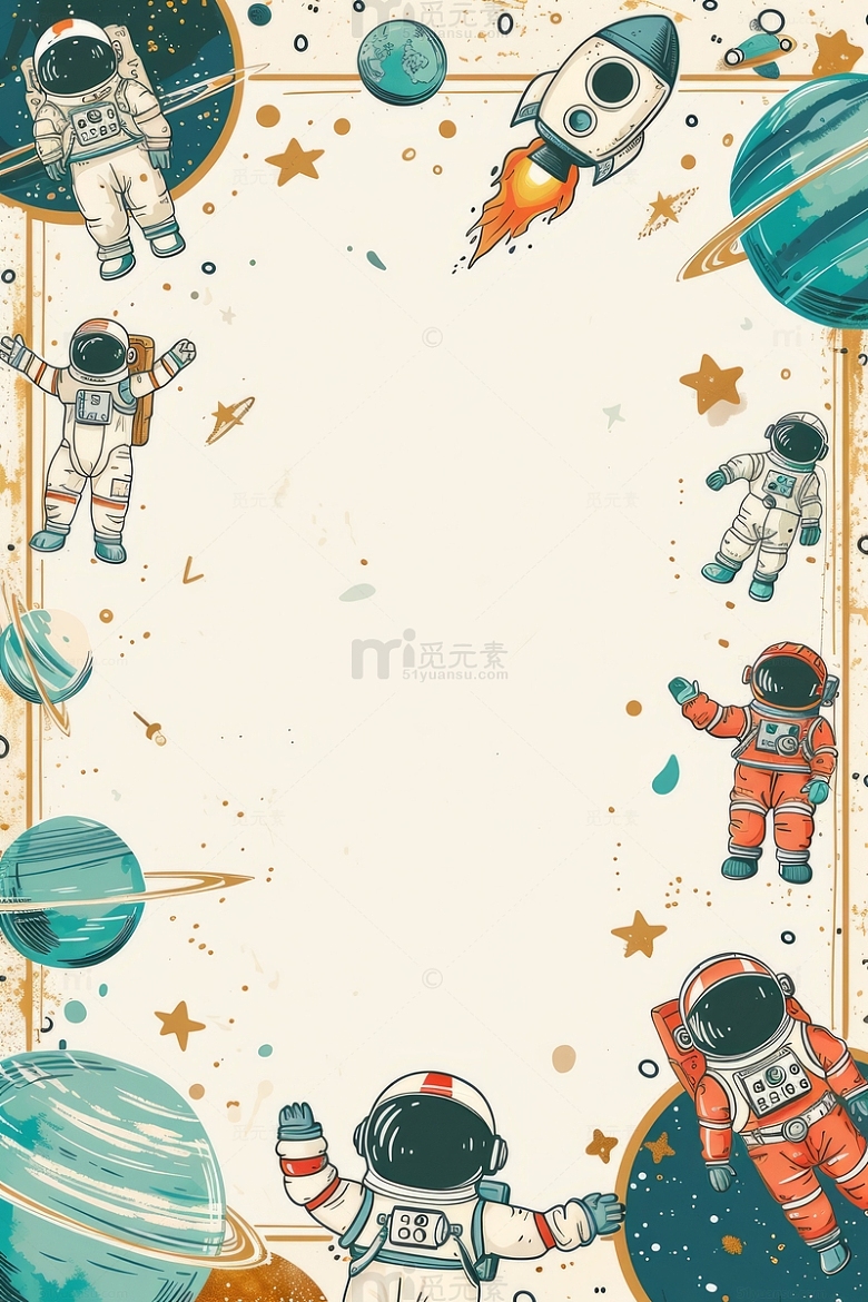 宇航员卡通手绘背景