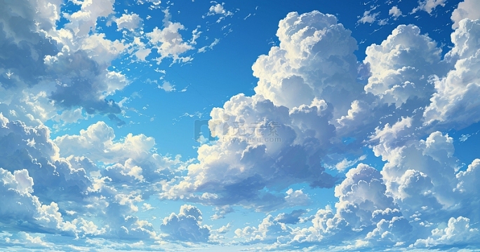 蓝天白云唯美简约天空海报背景