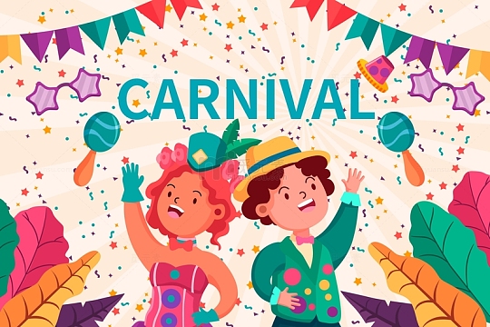 狂欢节舞会欢庆派对卡通海报