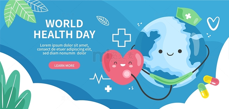 卡通蓝色卫生日健康保健宣传海报