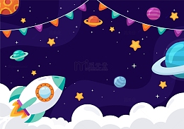 卡通太空宇宙飞船