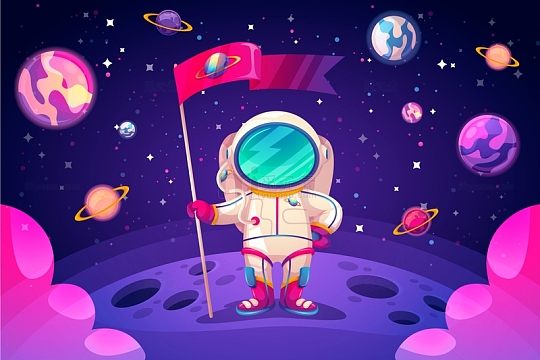 宇航员星空站立素材
