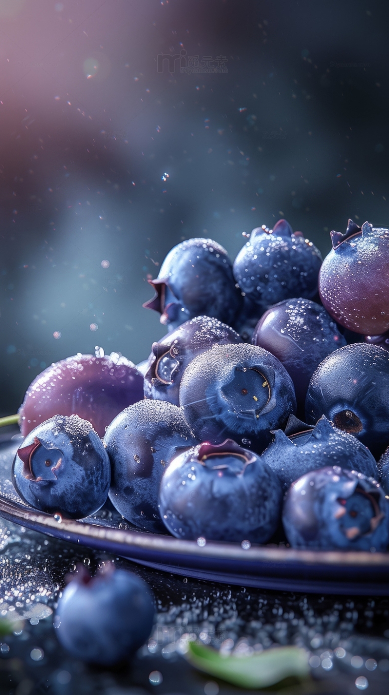 成堆蓝莓水果