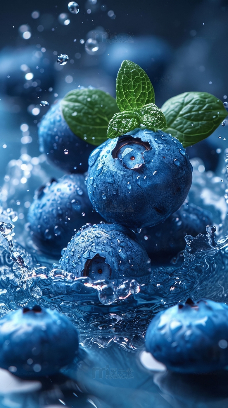 一堆新鲜蓝莓