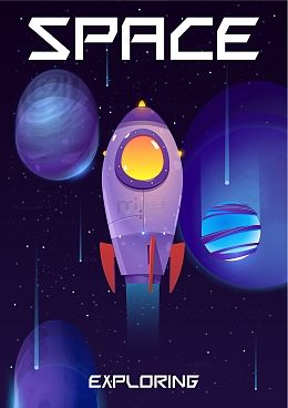 3D星空星球火箭发射