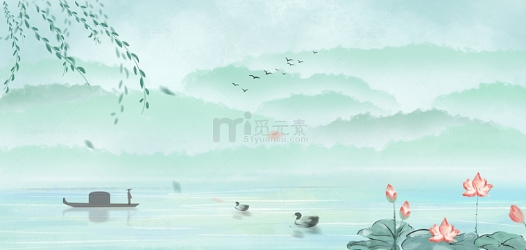 古风山水春天暖春