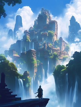 仙侠古风插画背景