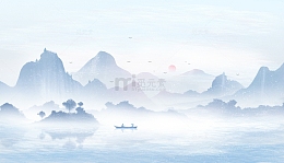 中国风水墨画桂林山水插画背景
