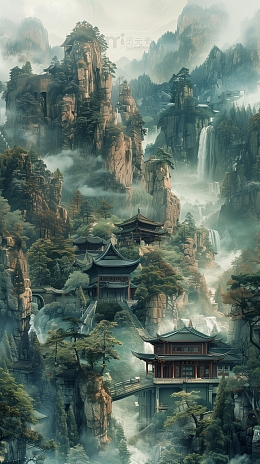 山峰水墨中国风背景