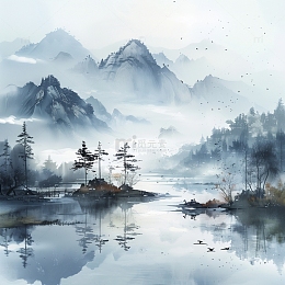 水墨山水古风背景