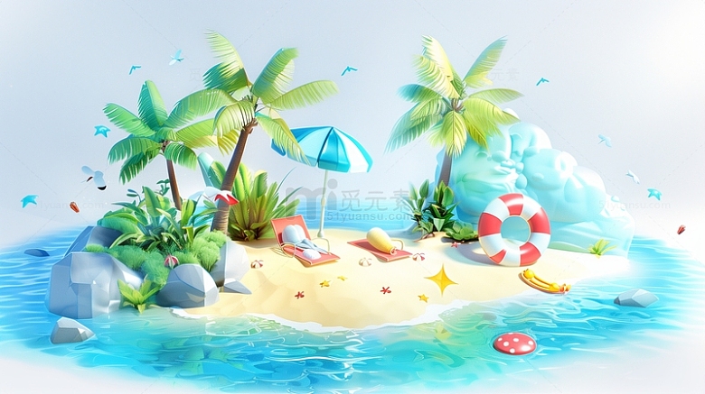 3D沙滩海洋背景