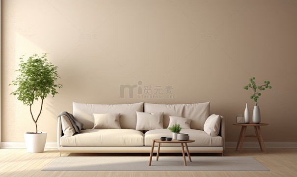 家居简约大气客厅沙发画框背景素材