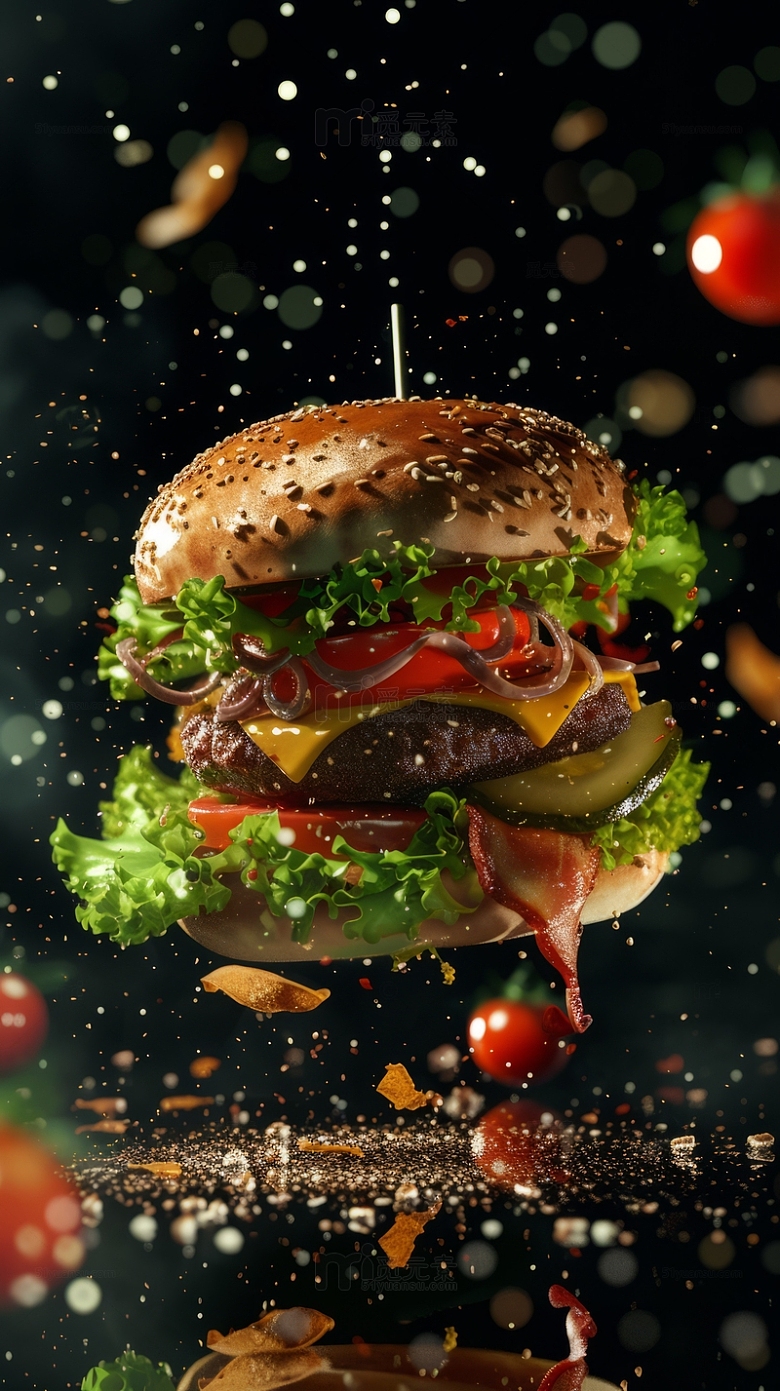 黑色简约气美味汉堡宣传海报