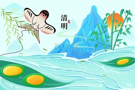 清明国潮风插画
