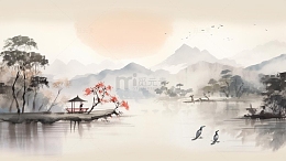 古风山水中国风水墨海报背景