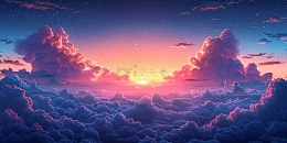 梦幻蓝天白云蓝天唯美天空夏天海报背景