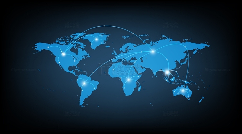 全球地图数据光点连接