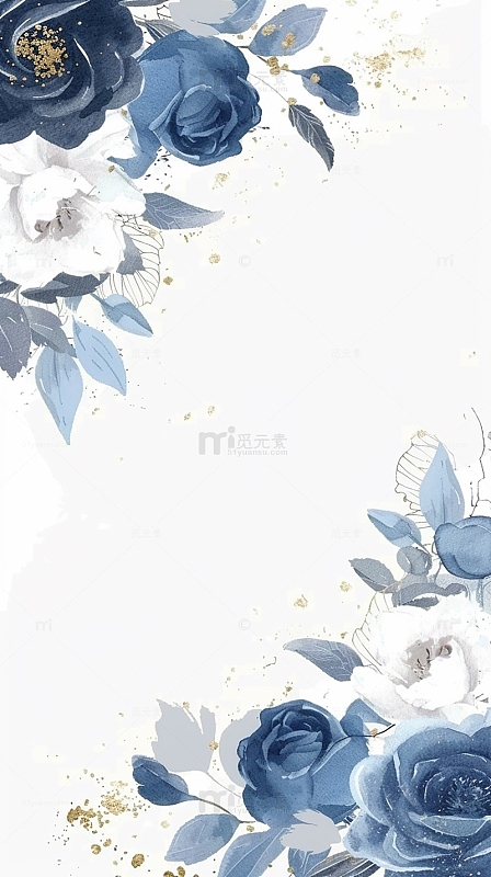 ins风蓝色花朵背景