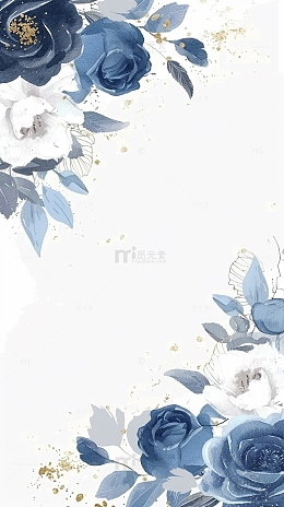 ins风蓝色花朵背景