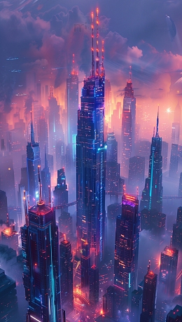 赛伯朋克科幻炫酷城市背景
