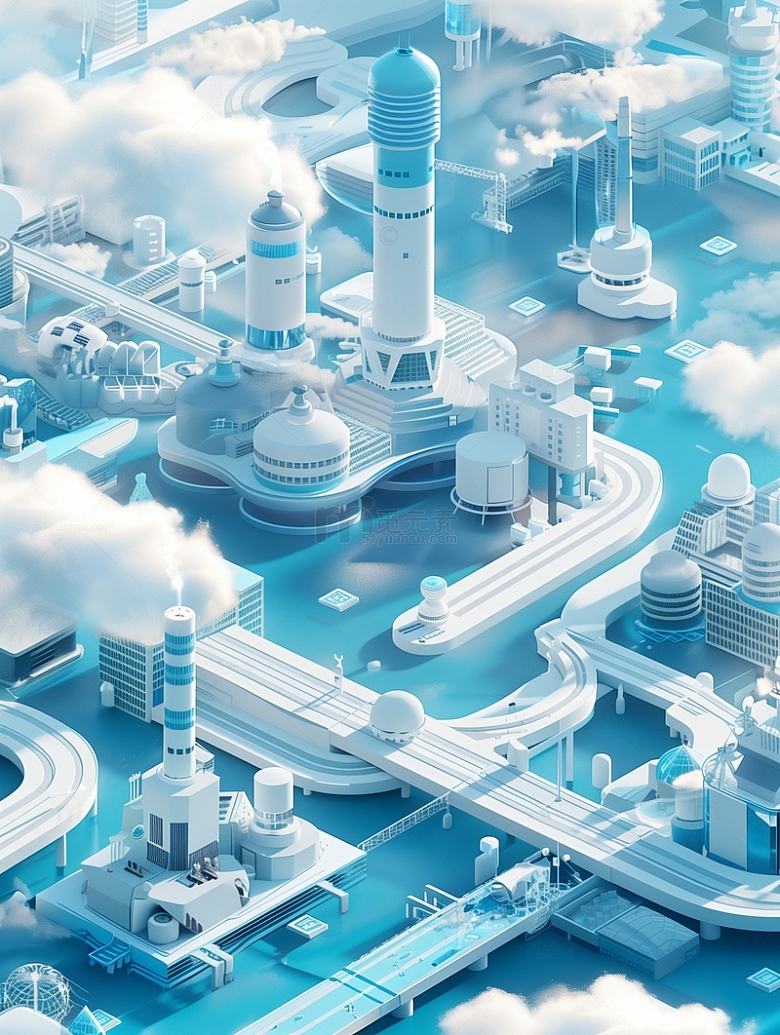 3D工业城市背景