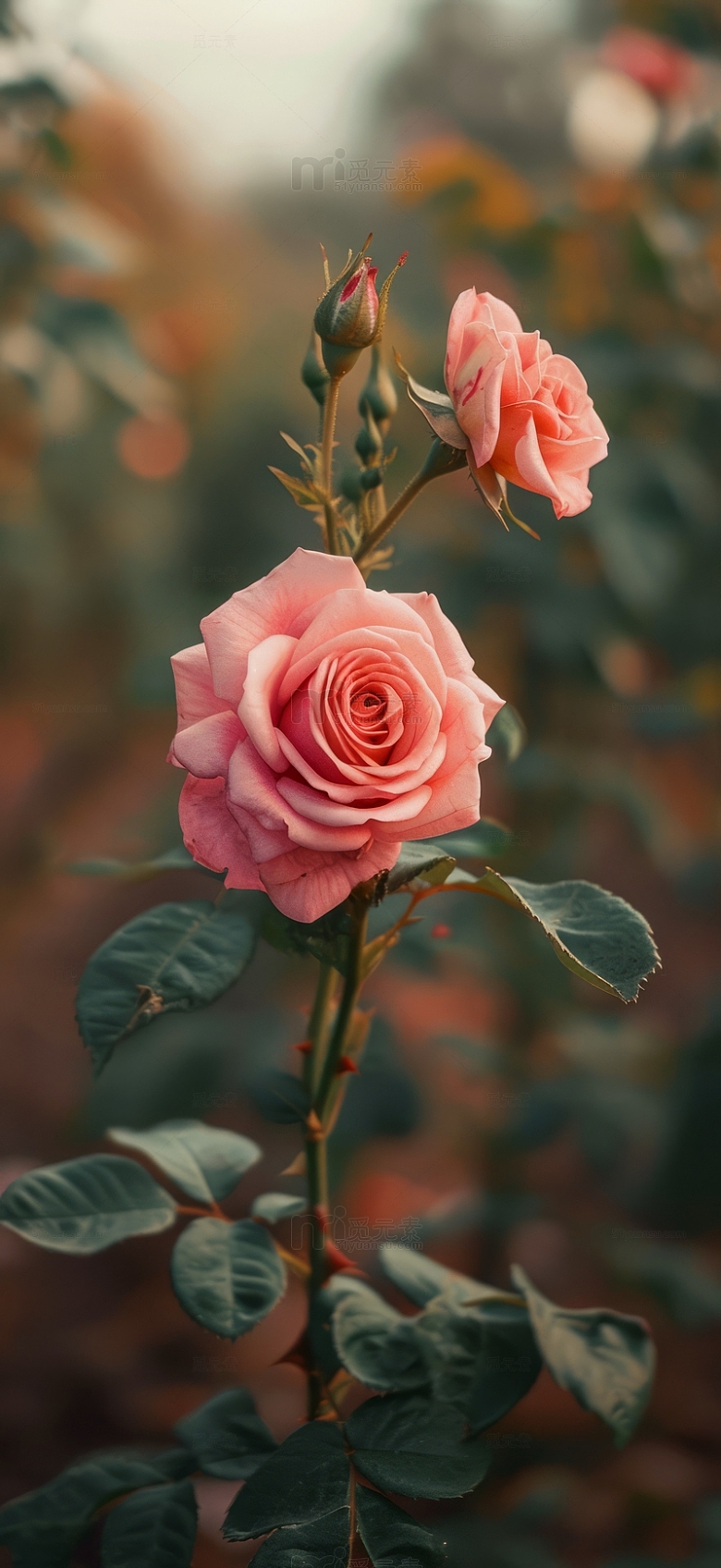 粉红色玫瑰鲜花盛开