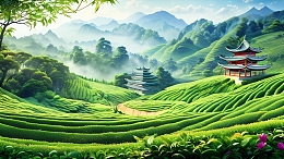 春茶茶园背景