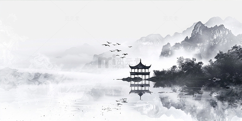 中国传统山水背景