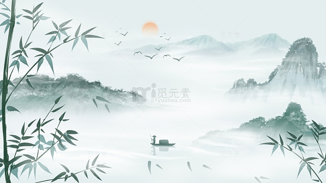 古风中国风水墨山水插画背景