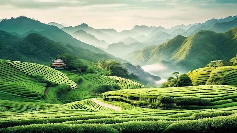 早春茶园背景