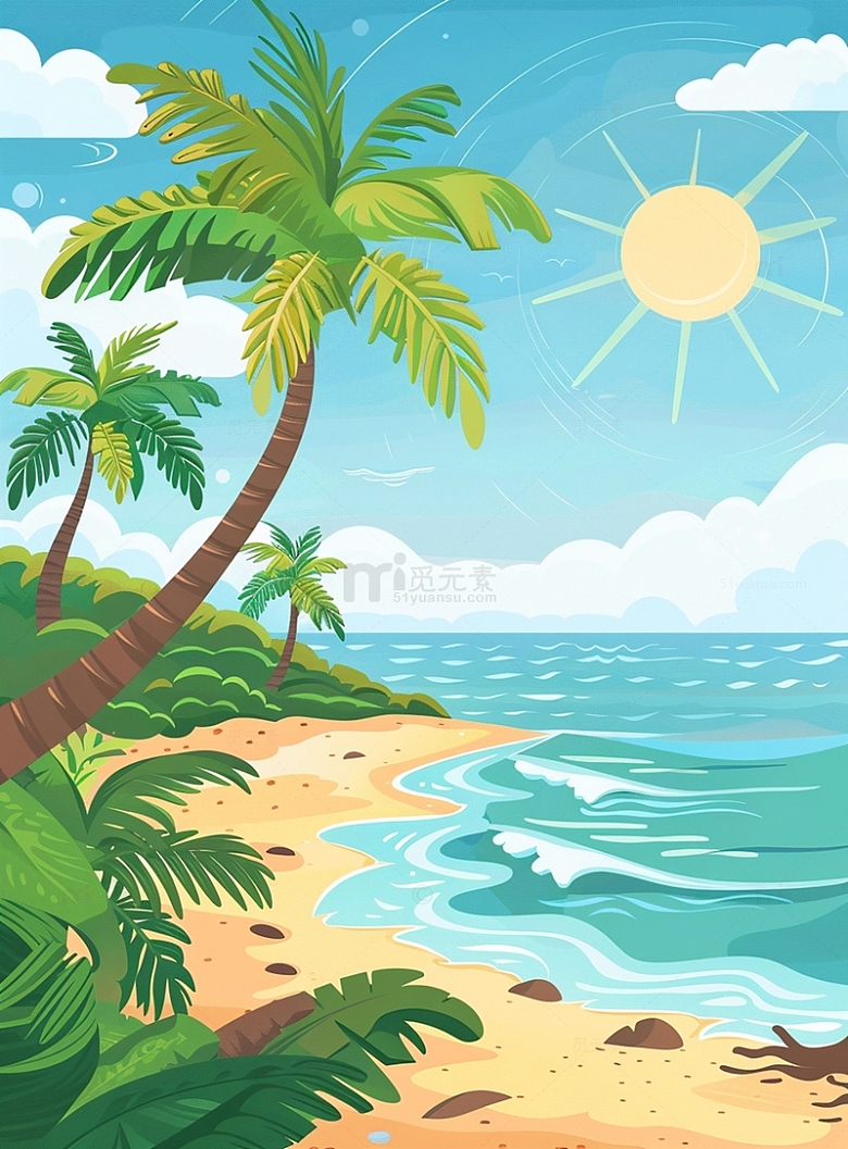 阳光沙滩海岛椰树