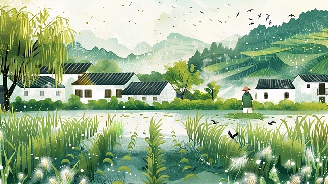 谷雨场景背景插画