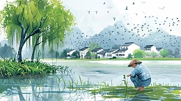 春天二十四节气谷雨劳作场景背景