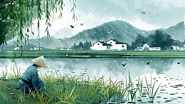 春天谷雨农民耕种场景插画