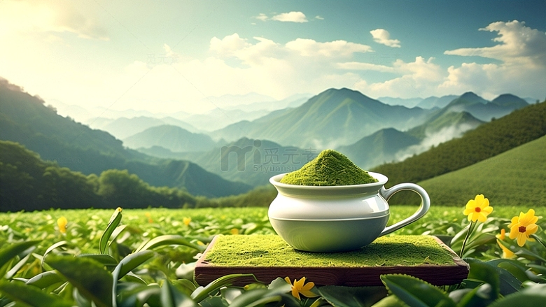 春茶茶粉背景