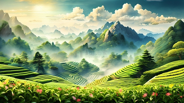 茶田风景背景