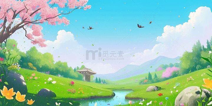 卡通手绘春天背景