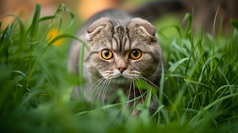 在草地上玩耍小猫咪宠物可爱
