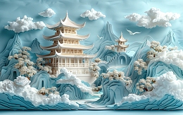 3D立体剪纸艺术背景