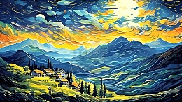 梵高风格艺术插画