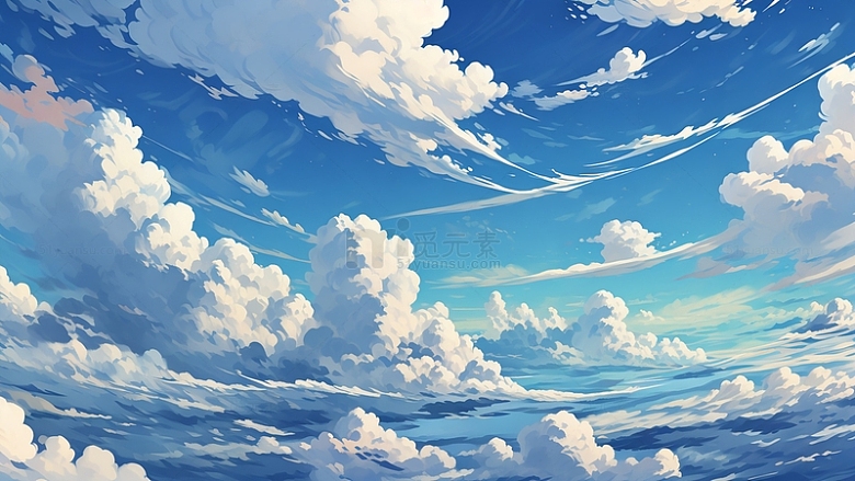 蓝天天空白云蓝色唯美壮丽背景