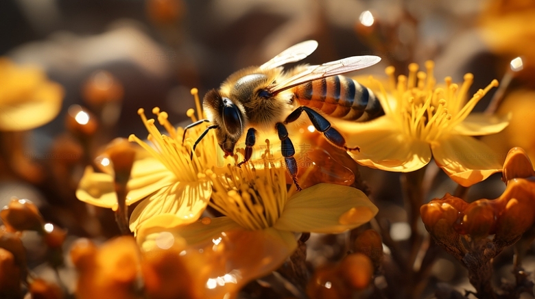 蜜蜂花朵昆虫春天