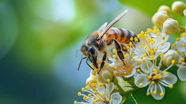 蜜蜂花朵花瓣花粉