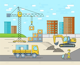 城市建设卡通插画