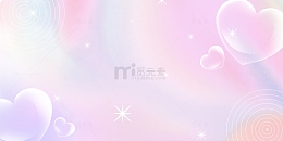 紫色手绘渐变弥散风爱心泡泡气泡春天背景