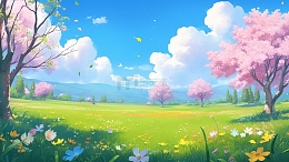 花开遍地的春天草地