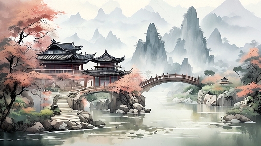 水墨山水背景